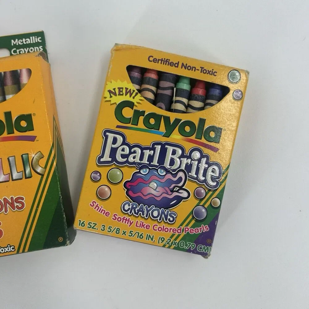 Vtg Crayola Lot of 3-8 Brightest Collection, 16 Metallic, 16 Pearl Bright HTF